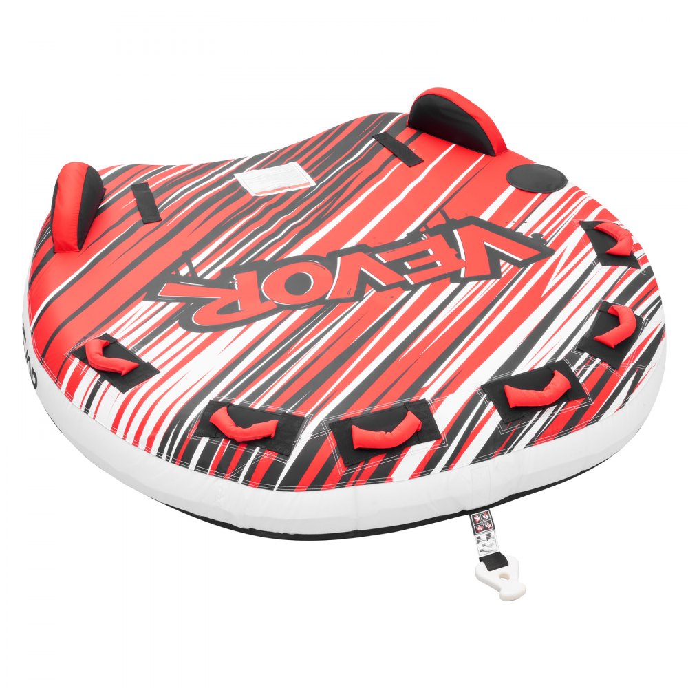 VEVOR Tubo Gonfiabile Trainabile per Barche Giochi da Mare, Tubo Trainabile per 3 Persone Carico max. 231 kg, Dispositivo per Divertimento Acquatico Copertura in Nylon, Maniglia Imbottite, Rosso