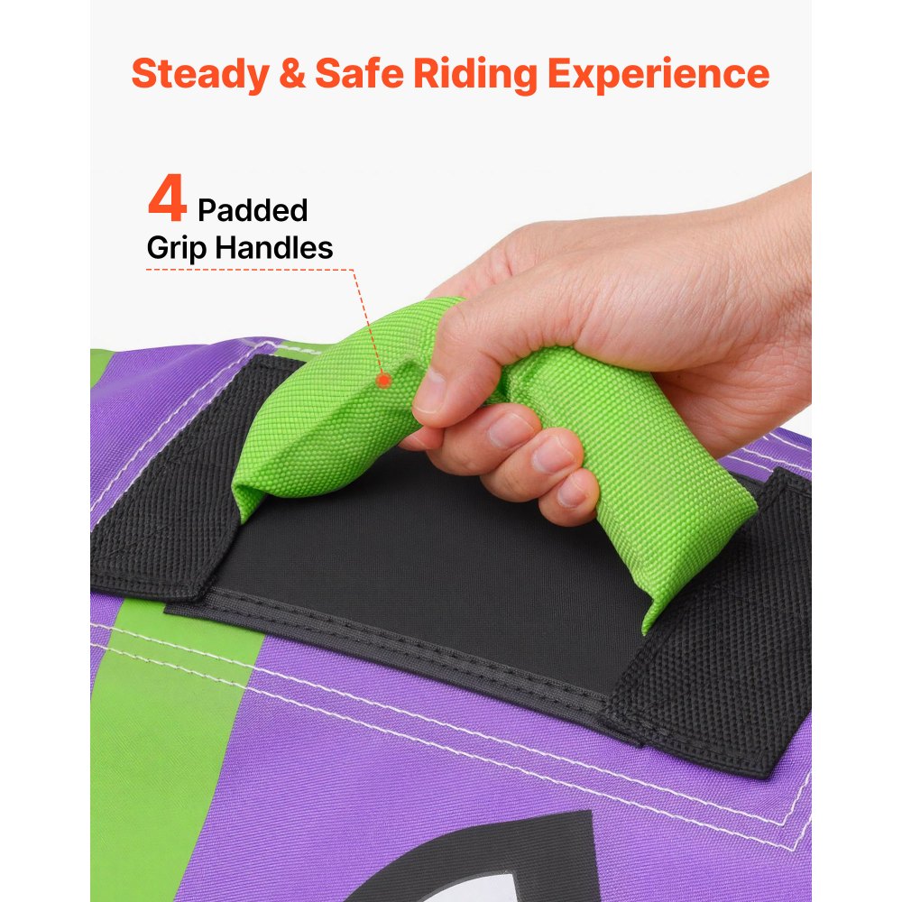 VEVOR Gonfiabile Trainabile per Barche Sport Acquatici Capienza 2 Persone Carico max 154 kg con Cuscinetti Antiscivolo, Tubo Gonfiabile di Traino Copertura in Nylon da Mare Piscina Lago, Verde Viola