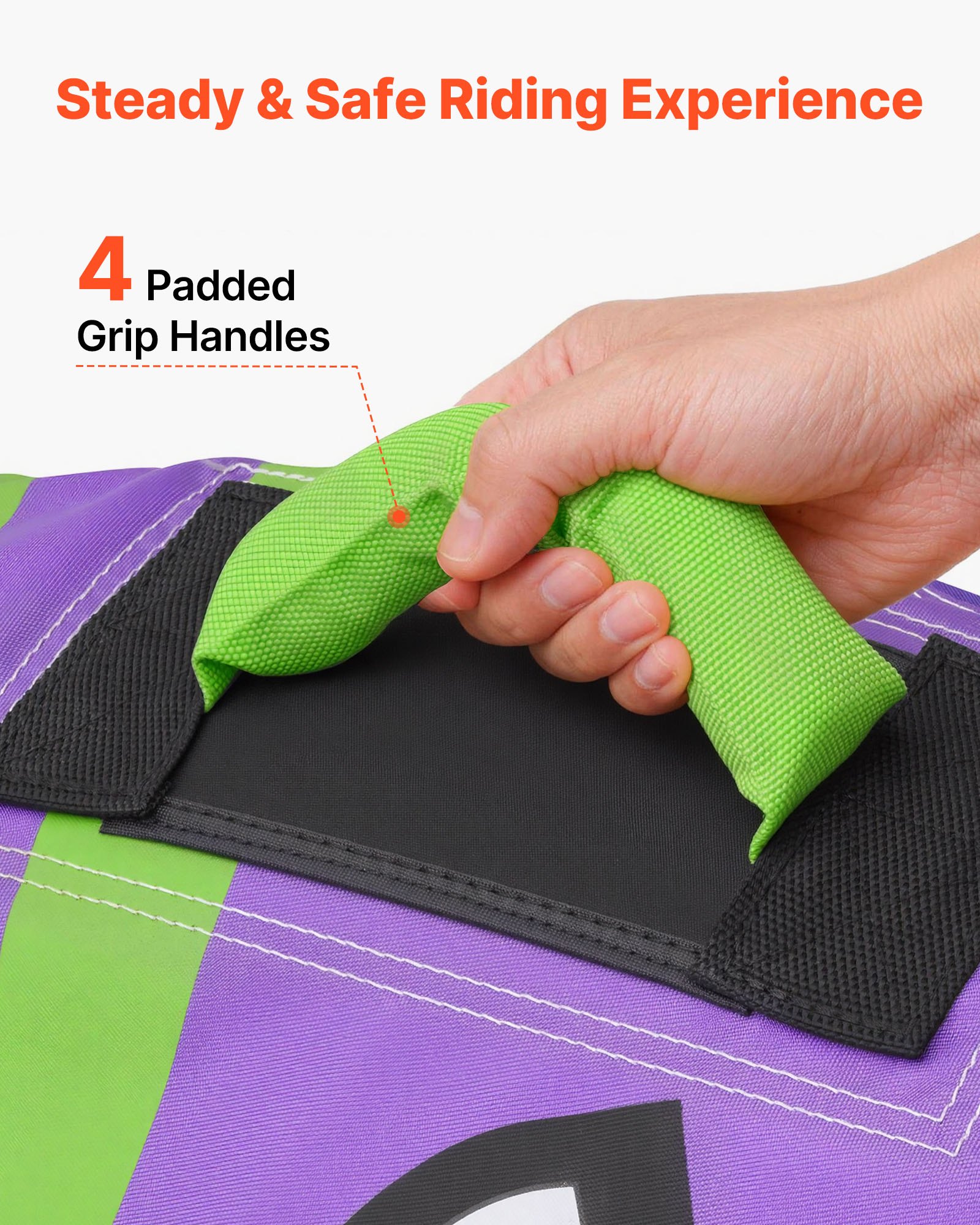 VEVOR Gonfiabile Trainabile per Barche Sport Acquatici Capienza 2 Persone Carico max 154 kg con Cuscinetti Antiscivolo, Tubo Gonfiabile di Traino Copertura in Nylon da Mare Piscina Lago, Verde Viola