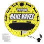 Tubo trainabile VEVOR giallo con scritta "make waves", maniglie nere e connettore staccabile.