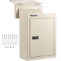 VEVOR Cassetta Postale Beige Passante a Muro Buca per Lettere in Acciaio Adatto per Parete di Spessore 7-20cm, Cassetta Singola Beige per Posta 14kg Incasso Ritiro Posteriore con Serratura a Codice