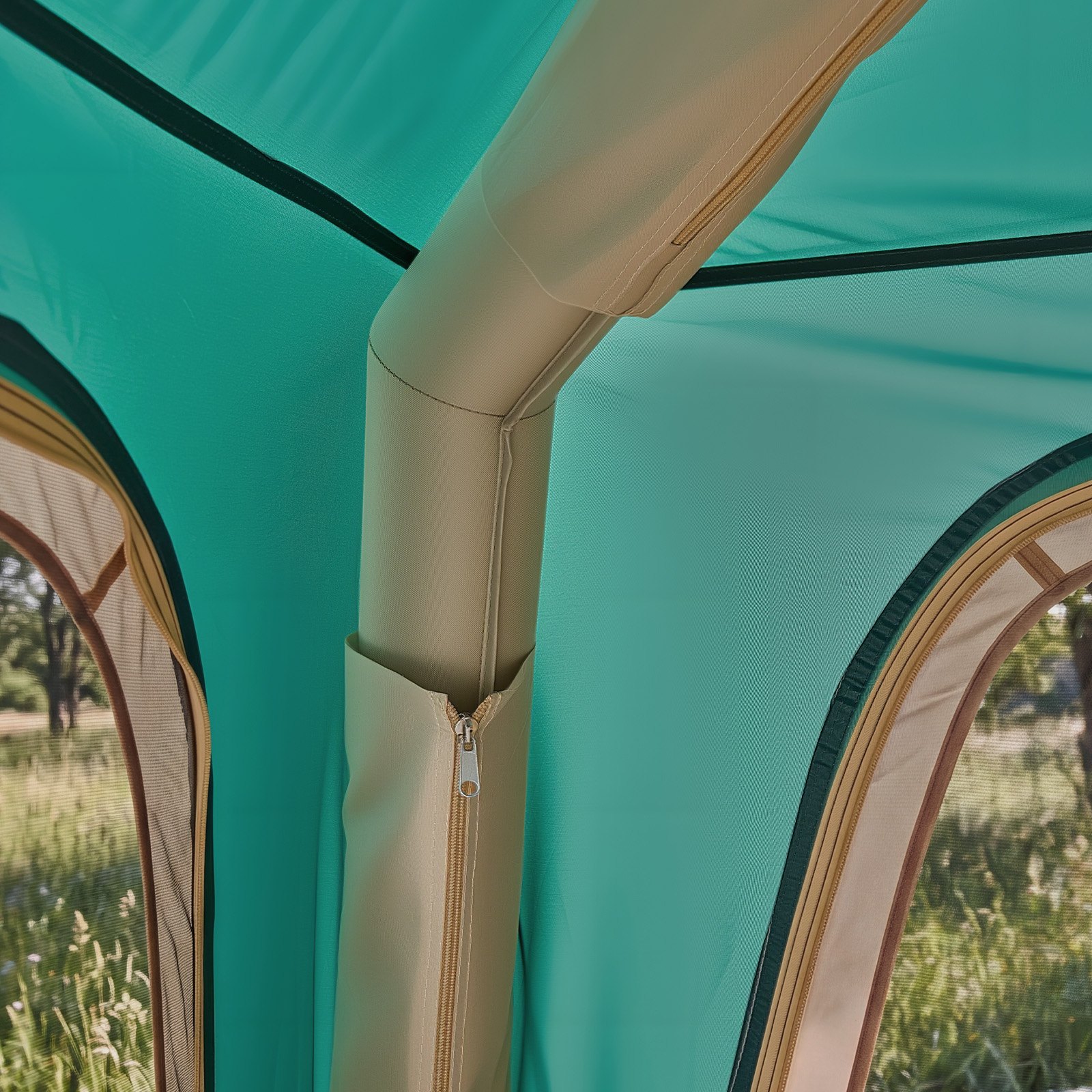 VEVOR Tenda da Campeggio, Tenda Gonfiabile per 4 Persone con Pompa Ricaricabile, Tubo Aria in TPU e 5 Finestre in Rete, Portatile, Impermeabile con Borsa Trasporto, Colore Verde, per Gite e Vacanze