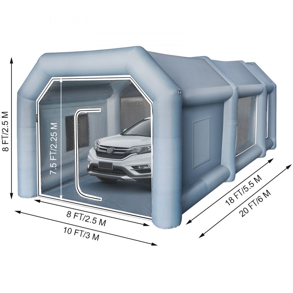 VEVOR Inflatable Paint Booth Cabina di Verniciatura Gonfiabile Auto Tenda Grigio