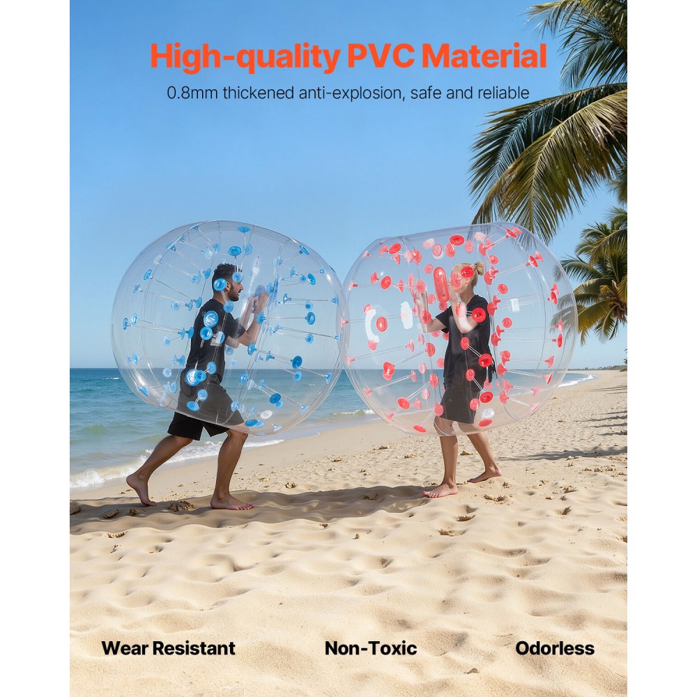 VEVOR Palla gonfiabile del paraurti della palla 2pcs 1.5m x 1.2m, palla gonfiabile del corpo del PVC di rimbalzo per le attività all'aperto, palla gonfiabile del paraurti dei punti rossi + blu