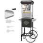 VEVOR Macchina per Popcorn con Carrello 850W 0,22 kg 48 Tazze Nero 4 Misurini