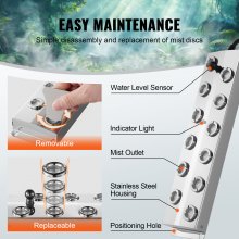 VEVOR Dispositivo di Nebbia Ultrasonico 12 Teste 9000 ml/h per Giardino Roccioso