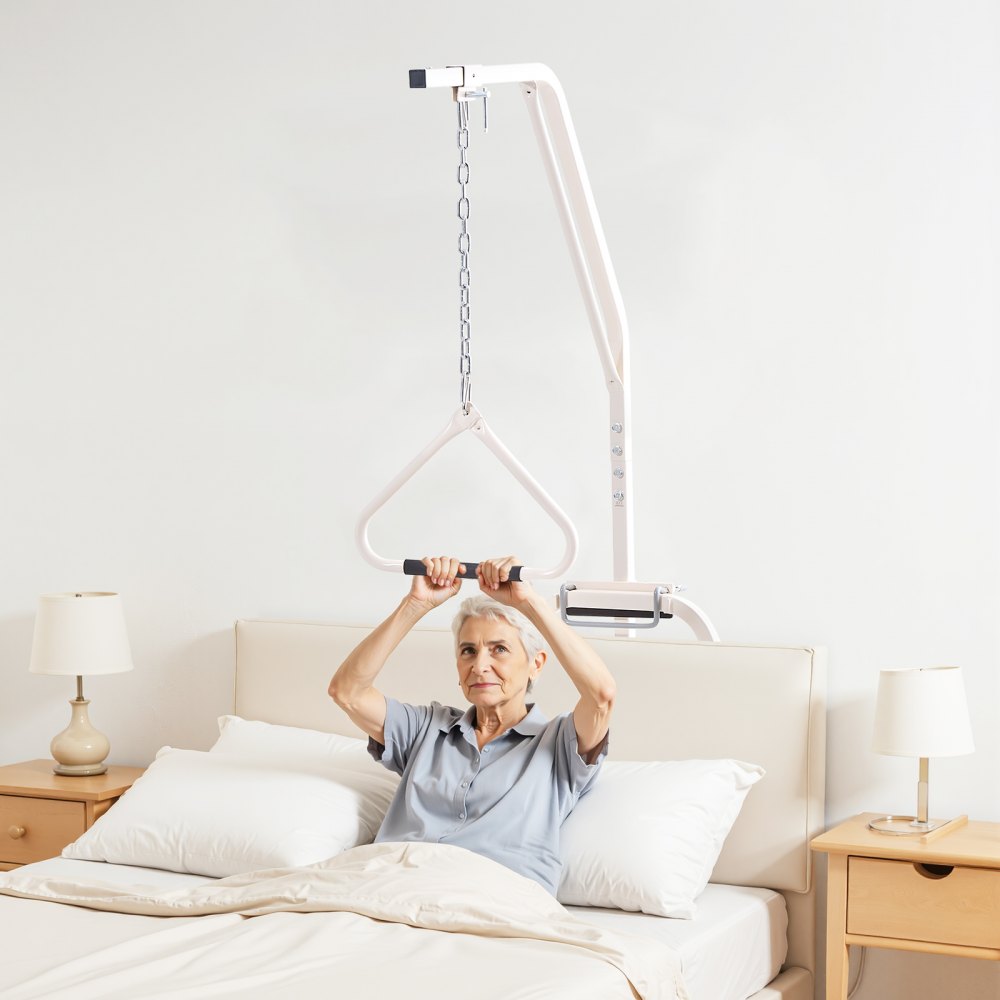 VEVOR Barra Trapezio per Mobilità a Letto con Morsetti e Supporto da Pavimento, Barra di Assistenza per Trazioni per Anziani, Pazienti e Disabili, per Assistenza Domiciliare, Ospedale, Casa di Cura