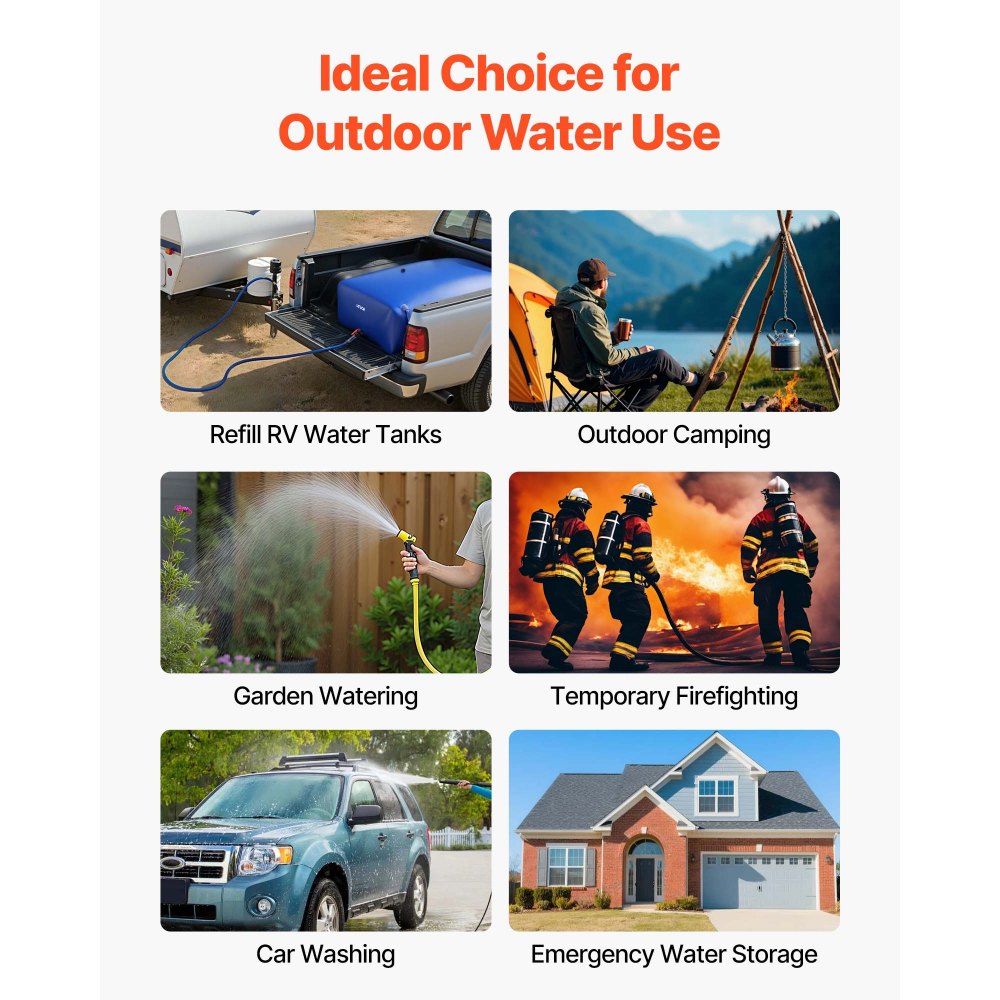 VEVOR Water Storage Bladder 1000L Large Capacity Water Bag, Portable & Collapsible Soft Waters Container, Leakproof & Tear-Resistant PVC Emergency Waters Storage Tank for RV Truck & Outdoor Use