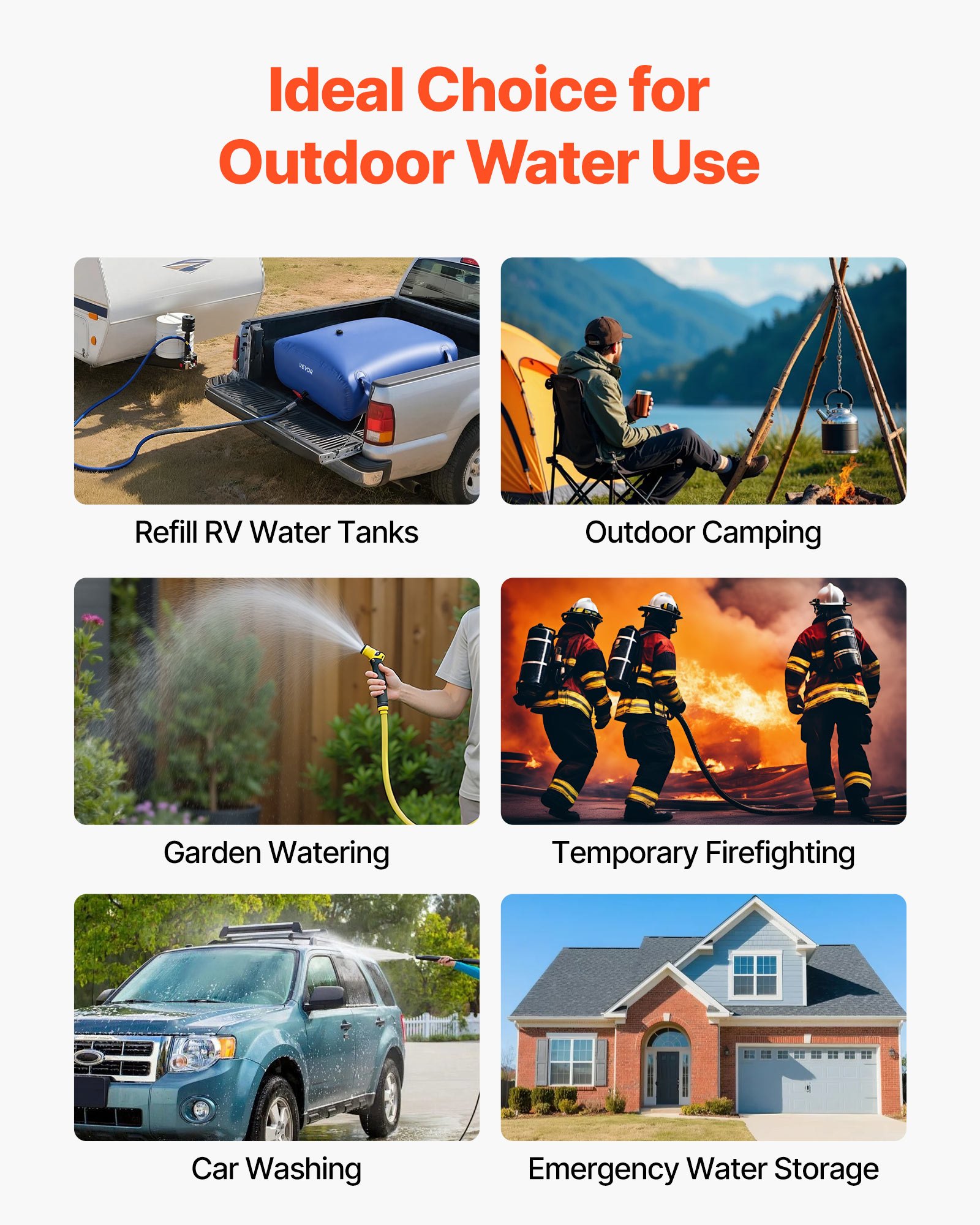 VEVOR Serbatoio dell'Acqua per Carriola, 330 L Portatile e Pieghevole, Sacca per Acqua Dolce in PVC 1000D Resistente all'Usura, per Rrigazione da Giardino, Camper, Uso di Emergenza, Blu