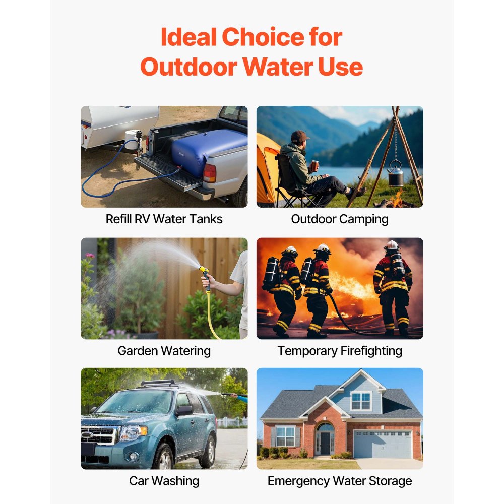 VEVOR Sacca di Stoccaggio dell'Acqua 540 L Portatile e Pieghevole, Sacca per Acqua Dolce in PVC 1000 D Resistente all'Usura, Contenitori per Serbatoi da Campeggio per Irrigazione da Giardino, Camper