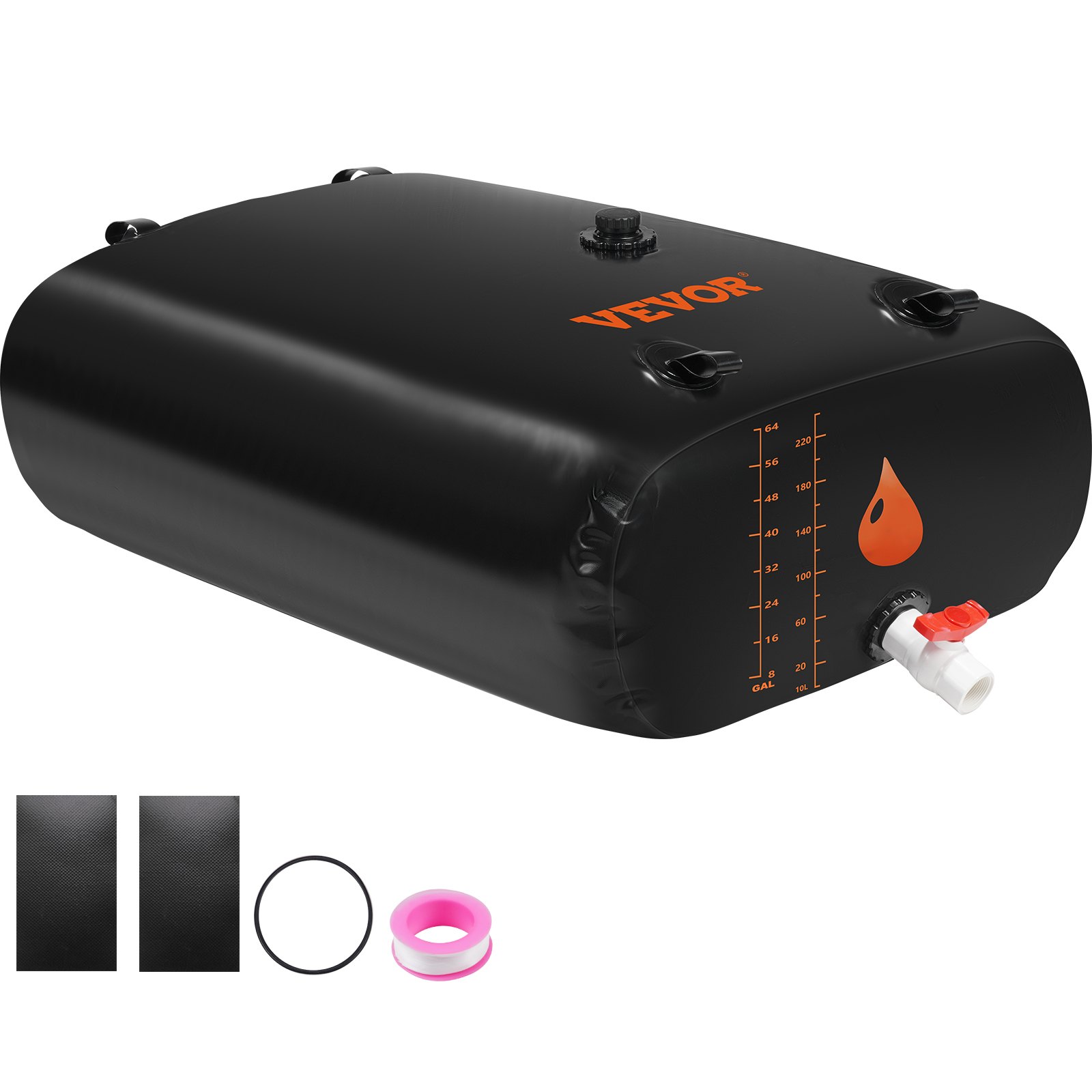 VEVOR Cisterna Morbida Capienza 240L ca. Raccoglitore di Acqua Piovana Pieghevole Portatile PVC, Serbatoio dell'Acqua Pieghevole con Valvola di Scarico per l'Irrigazione da Giardino Prato Campo Erba