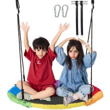 VEVOR Altalena per Alberi 1016 mm Altalena a Disco, Capacità di Peso di 340 kg Sedile per Altalena in Tessuto Oxford 900D, 2 Cinghie per Appendere gli Alberi, Corde Multi-filo Regolabili, Multicolore