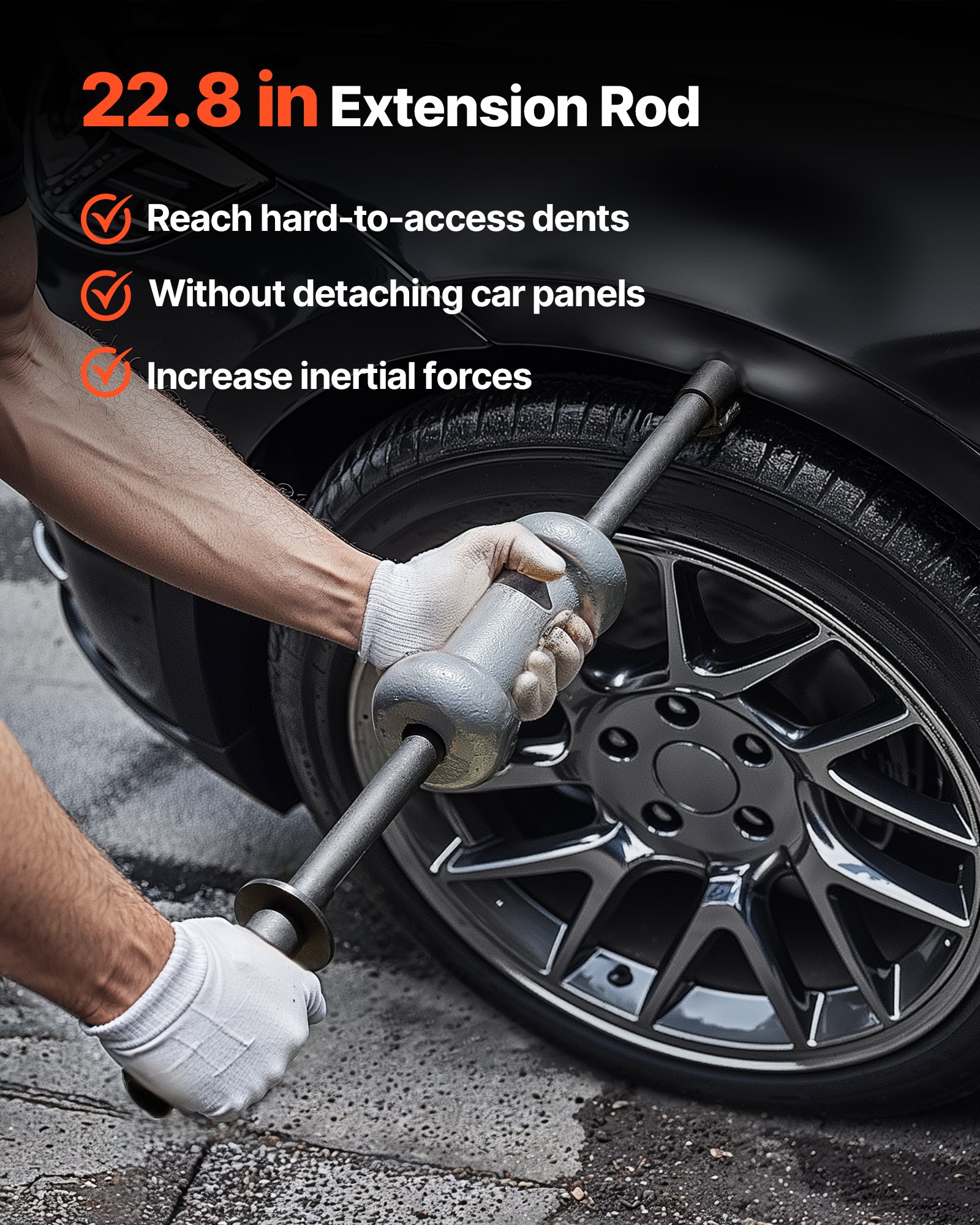 VEVOR Kit di Estrazione Ammaccature, con Martello Scorrevole da 4,54 kg, Strumento di Rimozione Danni Automobilistici per Riparazione Carrozzeria con Custodia, Asta di Prolunga, Impugnatura