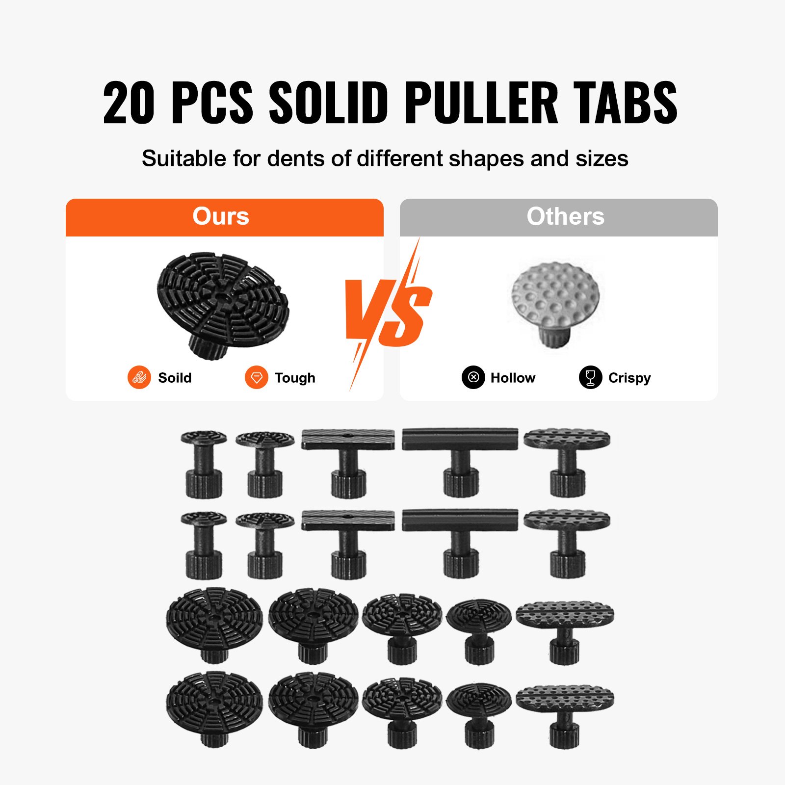 VEVOR Kit 69 Pezzi Strumento per Riparazione di Ammaccature a Ponte Potenza 20 W per Carrozzeria Auto Veicolo da Garage Officina Fai-da-te, Kit Estrattore a Ponte Estrattore a Martello per Ammaccature