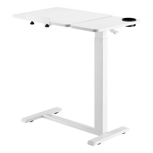 Rolling Teacher Scrivania Portatile Regolabile In Altezza Con Ruote Nascoste: Tavolo Da Letto Pneumatico, Bianco