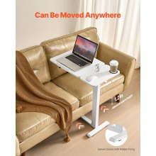 VEVOR Tavolo da Letto Mobile con 4 Ruote Nascoste Scrivania per Laptop Bianco