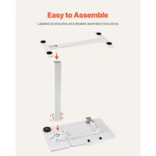 VEVOR Tavolo da Letto Mobile con 4 Ruote Nascoste Scrivania per Laptop Bianco