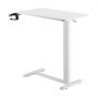 VEVOR Overbed Table, Mobile Side Table with 4 Hidden Wheels, Height-Adjustable & Laptop Table with Cup Holder, Portable Bed Table for Office, Study, Home, White