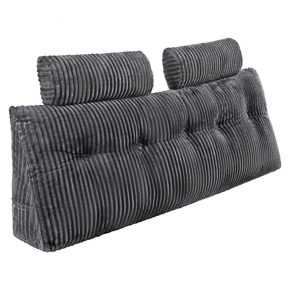 VEVOR Cuscino per Testiera, Cuscino a Cuneo Queen Size da Letto con 2 Tasche Laterali 2 Poggiatesta, Supporto a Cuneo per Letto Tessuto di Flanella Lavabile, Supporto Lombare per Leggere, Riposare