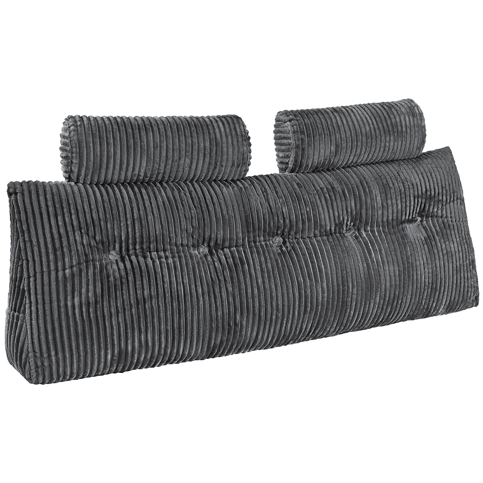 VEVOR Headboard Pillow Wedge Headboard Pillow Wedge Pillow (Queen Size) with 2 Side Pockets & 2 Headrests, Bed Wedge Pillow with Washable Flannel Cover, for Reading, Playing, Working, Gray (1510 x 205 x 530 mm)