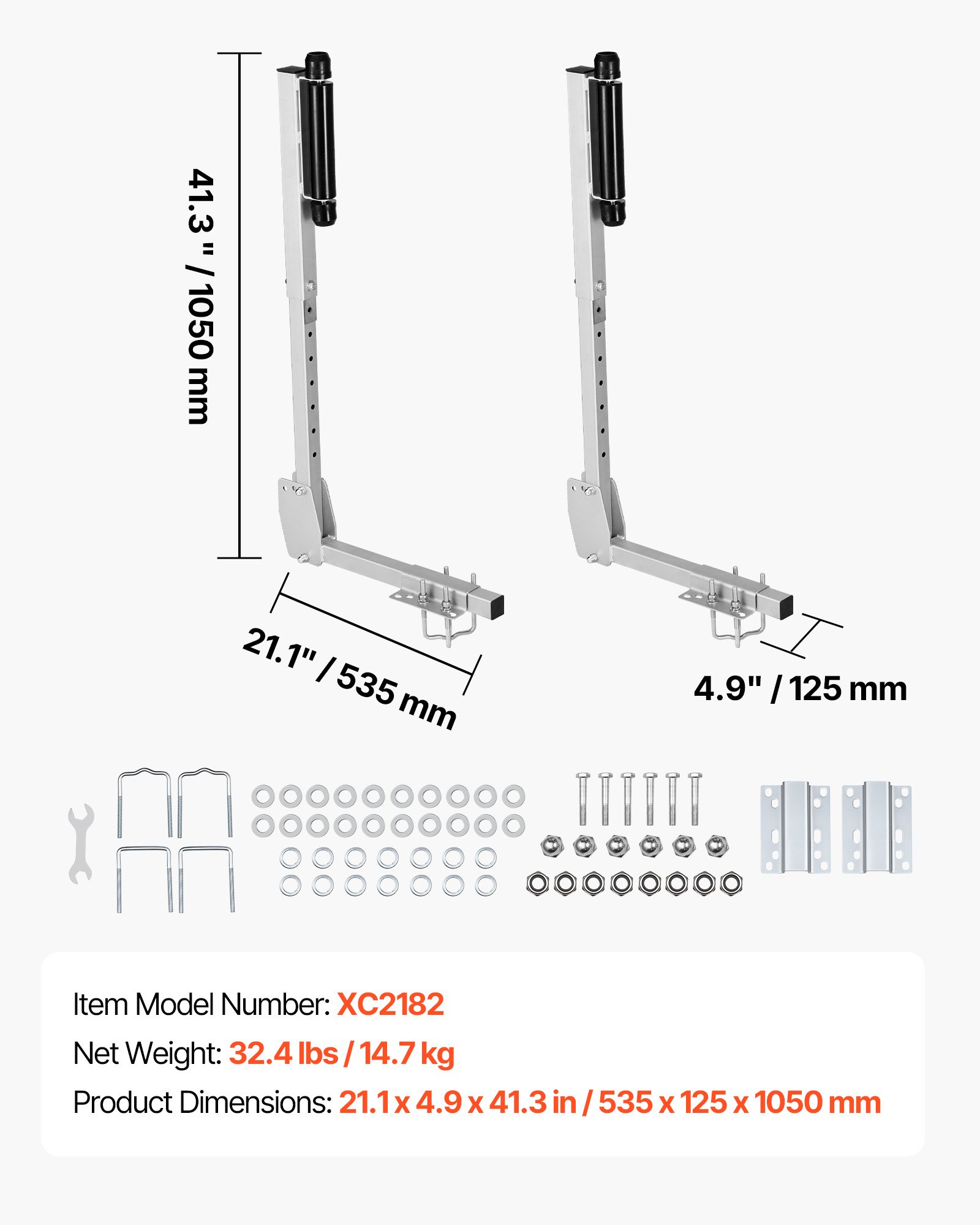 VEVOR Boat Trailer Guides, 700-1050 mm Height Adjustable Trailers Guide, 2PCS Thickened High-Duty Trailer Guide-Ons with Smooth Roller Guidance, for Over 16 in Larger Fishing Boats, Runabout Boats