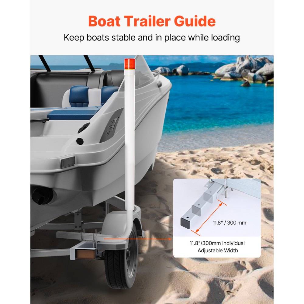 VEVOR Boat Trailer Guide, 1016mm with LED Light Trailer Guide Poles, 2PCS High-Hardness Steel Trailer Guide-Ons, Trailer Guides with PVC Pipes, for Ski Boat, Fishing Boat or Sailboat Trailer