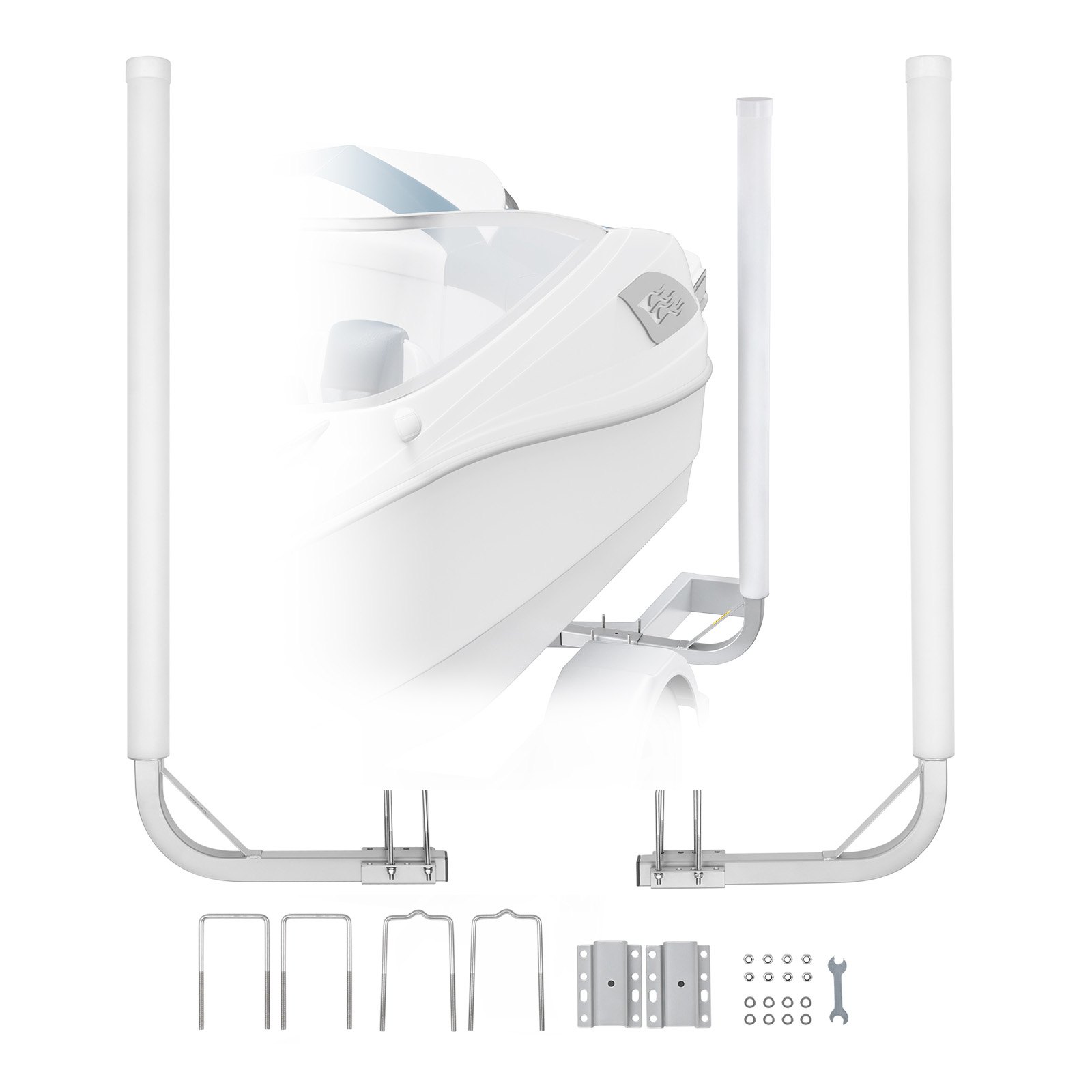 VEVOR Guide con Tubo PVC per Rimorchio per Barca 1215 mm Larghezza Regolabile 160 mm Guida di Lancio per Imbarcazioni in Acciaio Galvanizzato PVC per Imbarcazioni Gommoni Canoe Gommoni Barche Pesca