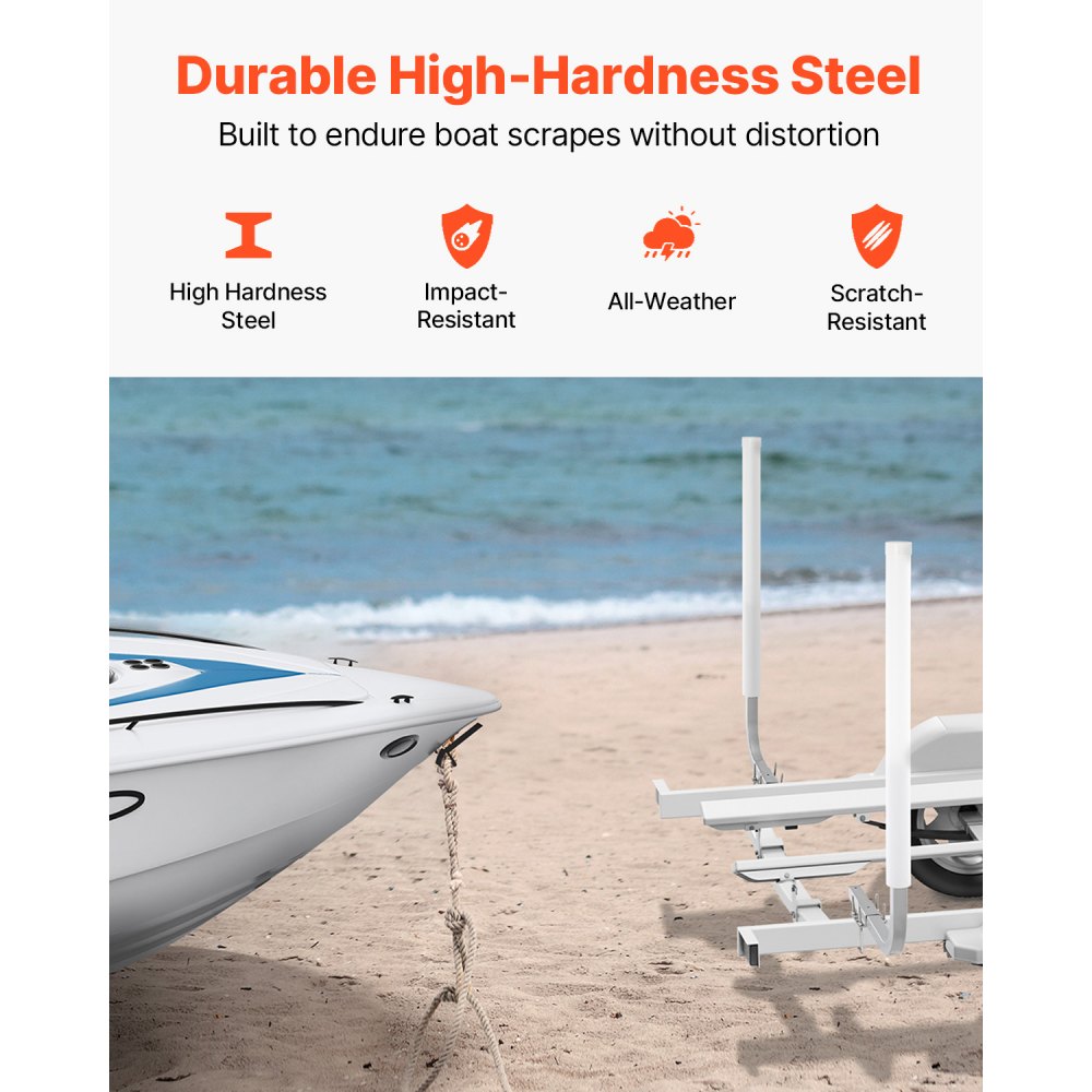 VEVOR Guide con Tubo PVC per Rimorchio per Barca 1590 mm Larghezza Regolabile 300 mm Guida di Lancio per Imbarcazioni in Acciaio Galvanizzato PVC per Imbarcazioni Gommoni Canoe Gommoni Barche Pesca