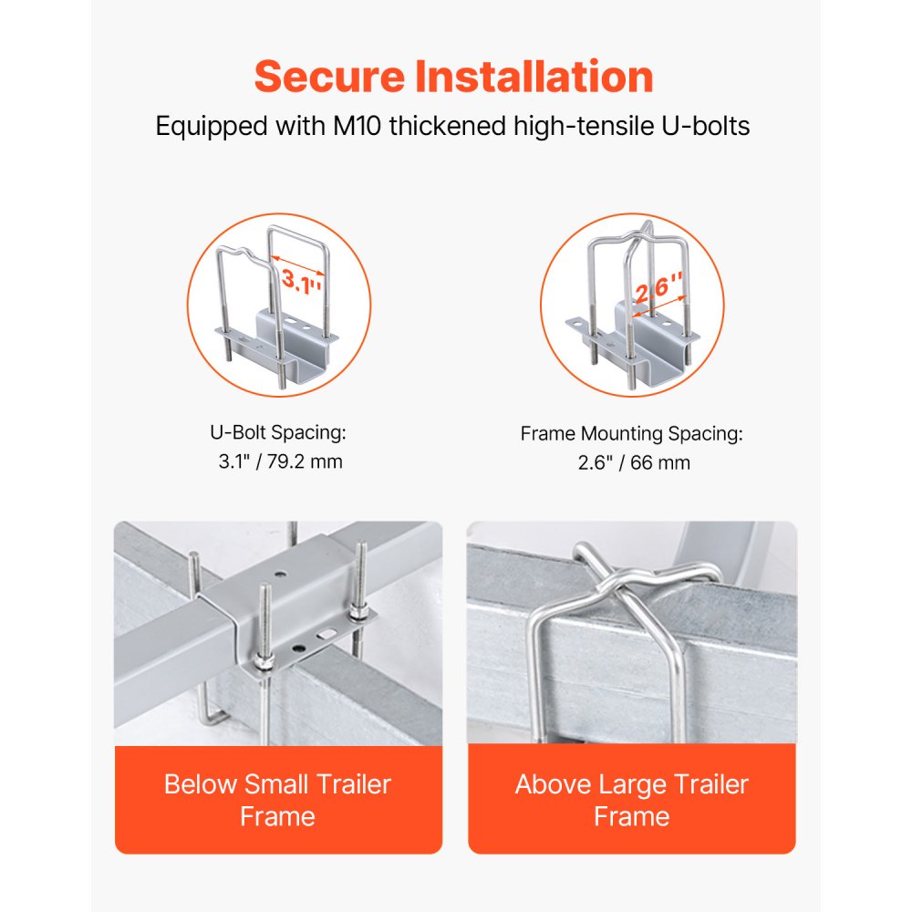 VEVOR Guide con Ruote per Rimorchio per Barca 53,5cm Larghezza Regolabile 33cm Guida Rimorchi per Imbarcazioni in Acciaio Galvanizzato con Ruote per Imbarcazioni Gommoni Canoe Gommoni Barche da Pesca
