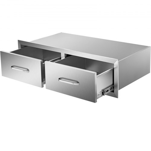 VEVOR Cassettiera Cassetto Doppio Accesso Orizzontale da 30 x 20 x 10 Pollici, Cassette Doppio Argento in Acciaio Inossidabile, Cassettiera da Cucina Aperto con Maniglia Uso in Stoviglie Armadietti