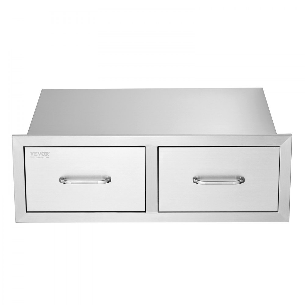 VEVOR Cassettiera Cassetto Doppio Accesso Orizzontale da 30 x 20 x 10 Pollici, Cassette Doppio Argento in Acciaio Inossidabile, Cassettiera da Cucina Aperto con Maniglia Uso in Stoviglie Armadietti