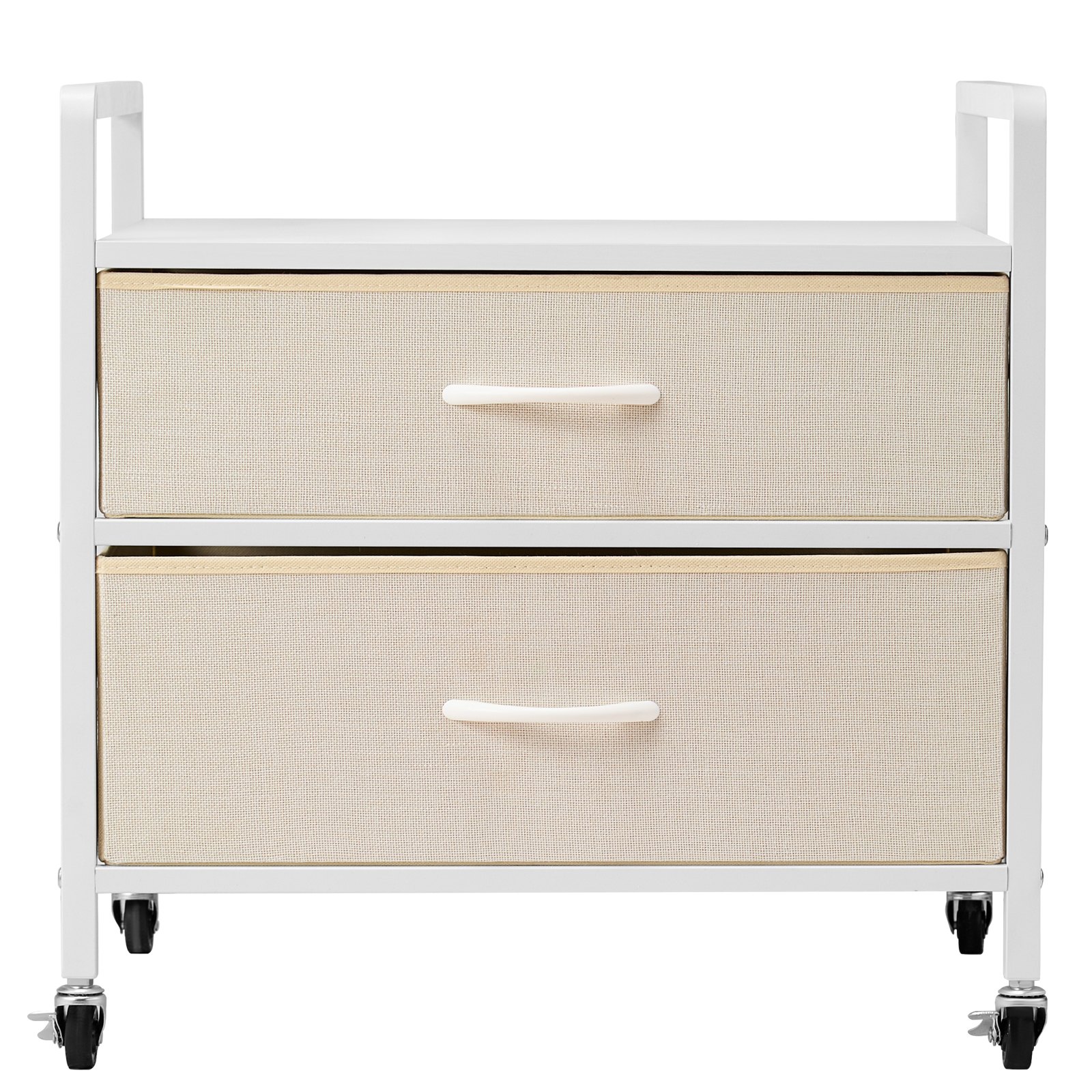 VEVOR Supporto per Mini Frigo su Ruote Porta Frigo con Capacità di Carico di 80 kg, Tavolo per Mini Frigo con 2 Cassetti e 4 Ruote Girevoli, Ripiano Mobile per Frigo per Dormitorio Ufficio Bianco