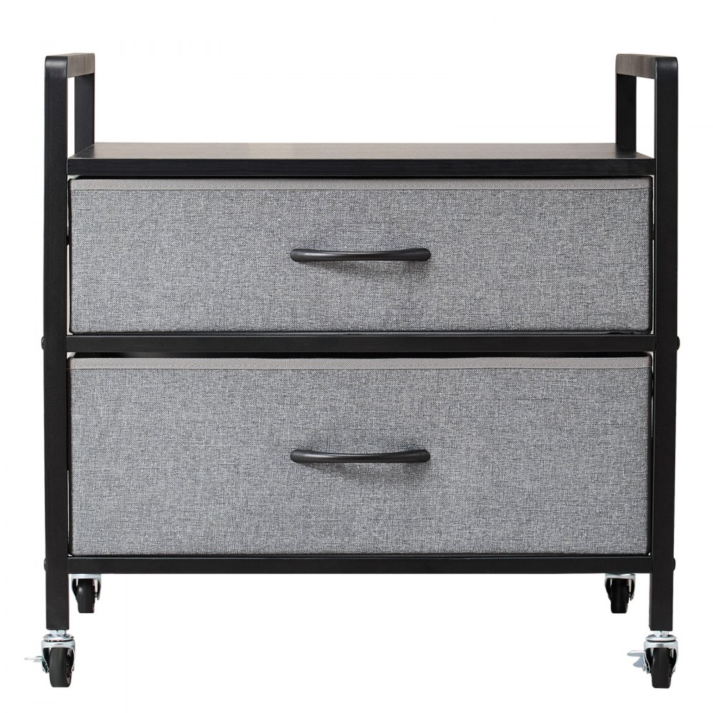 VEVOR Supporto per Minifrigo con Contenitore, Tavolo per Minifrigo 530 x 522 mm con 2 Cassetti 4 Ruote Girevoli, Ripiano Mobile per Minifrigo, Organizzatore Grigio per Minifrigo Dormitorio