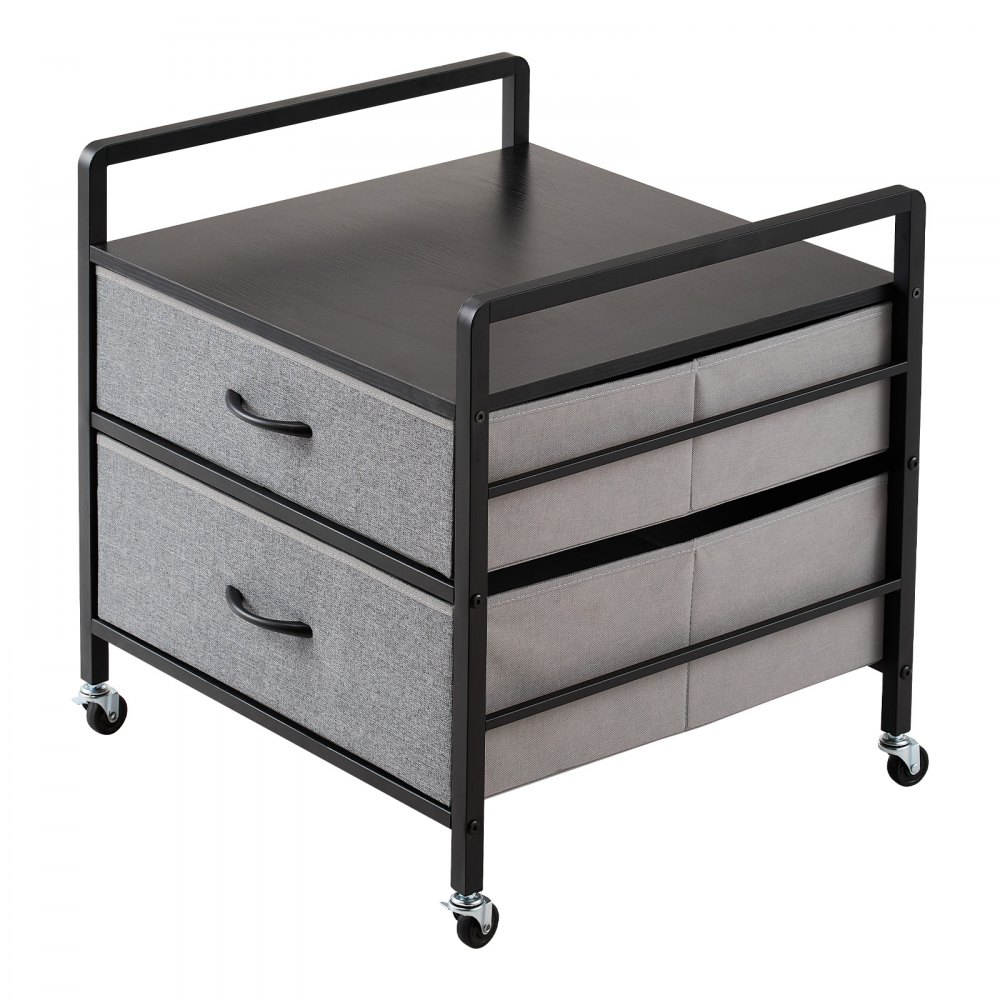 VEVOR Supporto per Minifrigo con Contenitore, Tavolo per Minifrigo 530 x 522 mm con 2 Cassetti 4 Ruote Girevoli, Ripiano Mobile per Minifrigo, Organizzatore Grigio per Minifrigo Dormitorio