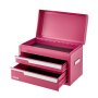 VEVOR Cassetta Portautensili in Acciaio con 2 Cassetti Vano Superiore Rosa, Cassetta Porta Attrezzi Portatile, Design Magnetico, con Rivestimenti Protettivi, per Garage, Officina e Banco da Lavoro