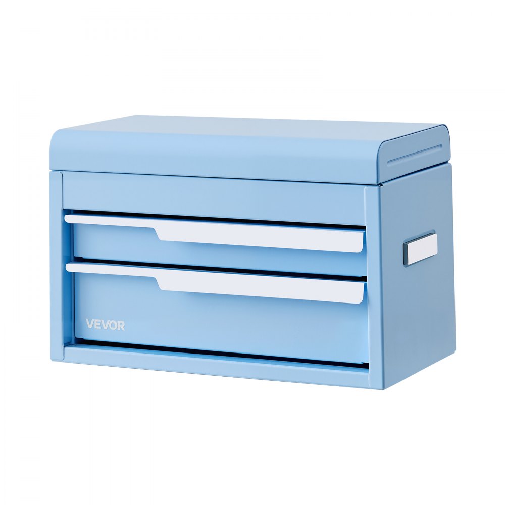 VEVOR Cassetta Portautensili in Acciaio con 2 Cassetti e Vano Superiore Blu, Cassetta Porta Attrezzi Portatile, Design Magnetico, con Rivestimenti Protettivi, per Garage, Officina e Banco da Lavoro