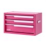 VEVOR Steel Tool Box with 3 Drawers Portable Metal Toolbox Heavy Duty Pink, for Garage Workshop Repair Shop Workbench, Magnetic Design, Tool Chest Cabinet Storage Organizer, with Protective Liners