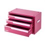 VEVOR Steel Tool Box with 3 Drawers Portable Metal Toolbox Heavy Duty Pink, for Garage Workshop Repair Shop Workbench, Magnetic Design, Tool Chest Cabinet Storage Organizer, with Protective Liners