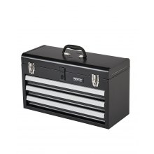 VEVOR Tool Box Cassetta Attrezzi Portatile in Metallo 520 mm 3 Cassetti Nero