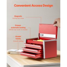 VEVOR Tool Box Cassetta Attrezzi Portatile in Metallo 218 mm 3 Cassetti Rosso