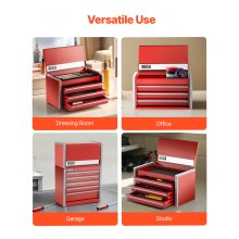 VEVOR Tool Box Cassetta Attrezzi Portatile in Metallo 218 mm 3 Cassetti Rosso