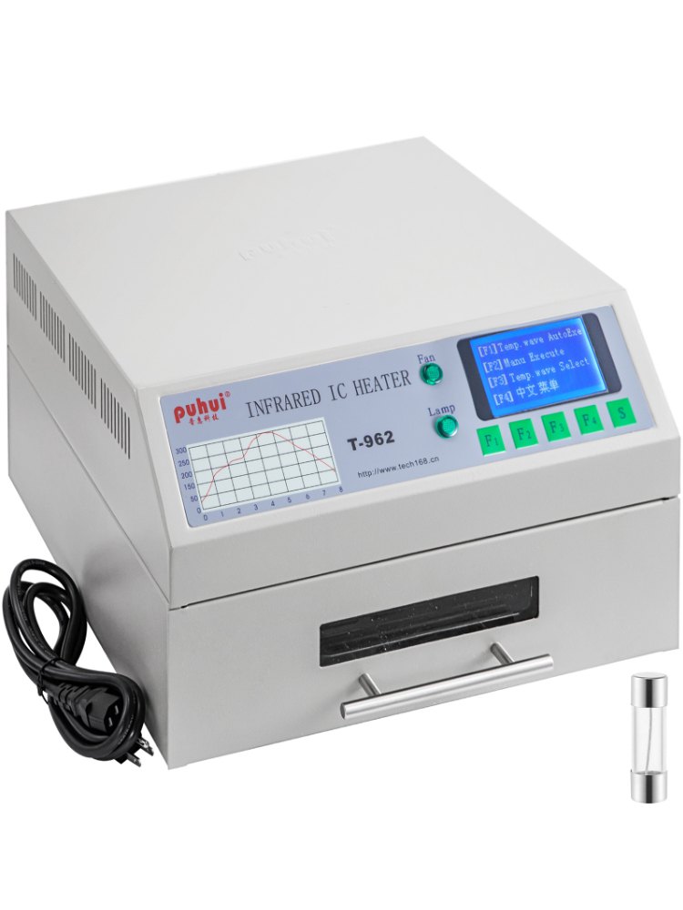 VEVOR Forno di Rifusione 180 x 235 mm, Saldatrice a Riflusso T962+ SMD, Reflow Saldatrice SMD, Saldatura Automatica a Infrarossi, IC Riscaldatore 800W, per la Maggior Parte dei PCB Schede Parti