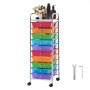 VEVOR Carrello con Cassetti Organizer con 10 Cassetti Telaio in Acciaio, Carrello Portaoggetti, Ruote Universali e Girevoli a 360° con 2 Freni, Ideale per Ufficio, Garage, Hobby e Studio, Arcobaleno