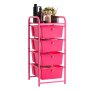 VEVOR Carrello con Cassetti Organizer con 4 Cassetti Telaio in Acciaio, Carrello Portaoggetti Multiuso, Ruote Girevoli a 360° con 2 Freni, Ideale per Ufficio, Hobby, Lavanderia e Garage, Rosso Rosa