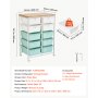 VEVOR Carrello con Cassetti Organizer a Doppia Fila con 10 Cassetti Pratici, Carrello Portaoggetti con Piano in Legno, Telaio in Acciaio Verniciato, Ruote Girevoli a 360° con 2 Freni, Blu e Bianco