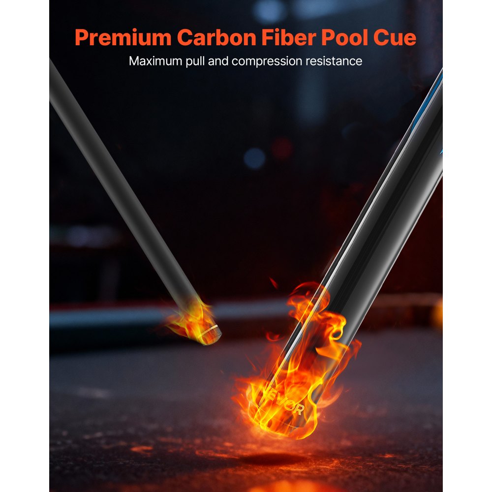 VEVOR Stecca da Biliardo per Principianti da 1 Pezzo, Stecche da Salto da 1473,2 mm e 554g, con Asta in Fibra di Carbonio e Calcio in Acero per Adulti, Casa, Ufficio, Applicazioni Multiple, Nero