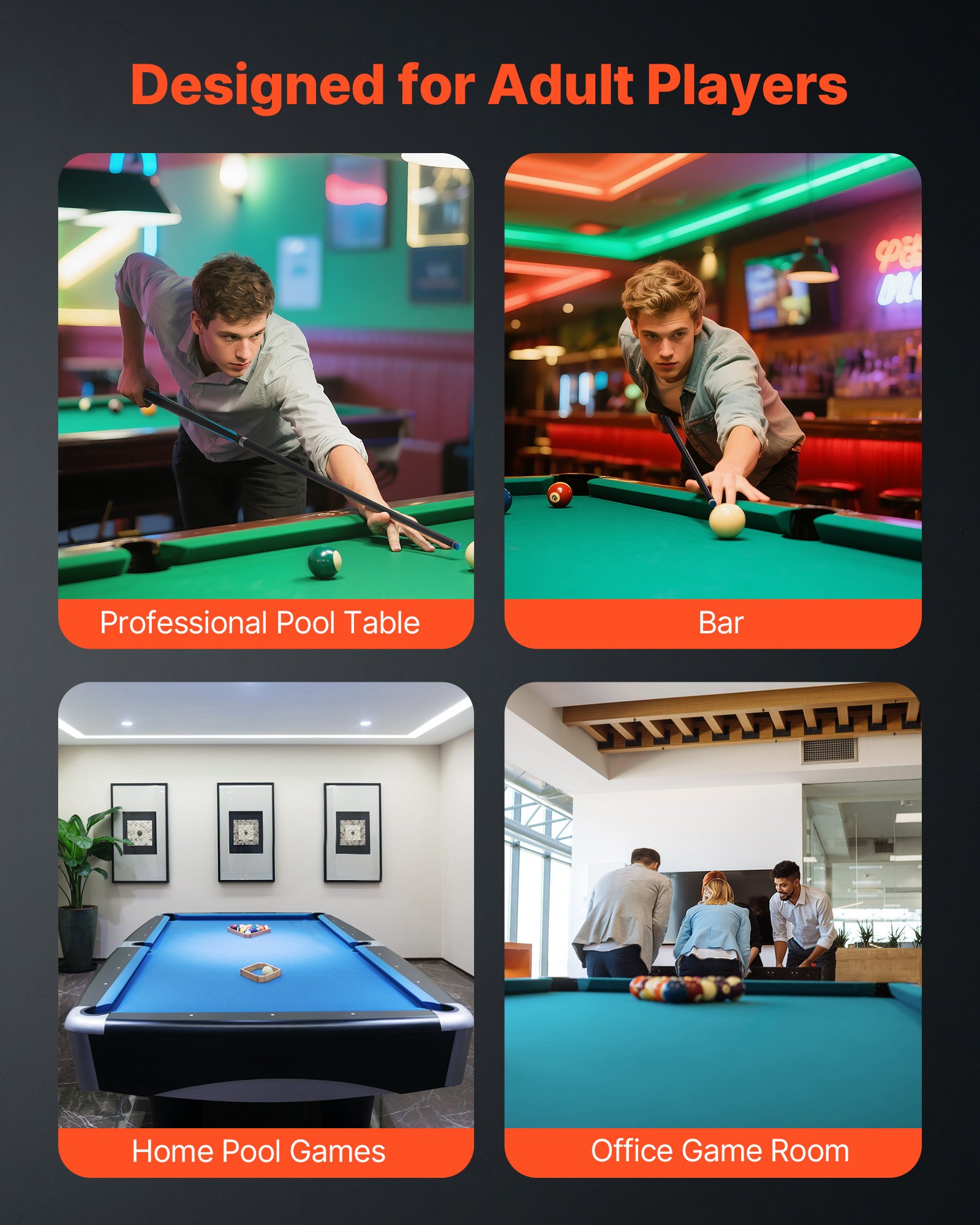 VEVOR Stecca da Biliardo per Principianti da 1 Pezzo, Stecche da Salto da 1473,2 mm e 554g, con Asta in Fibra di Carbonio e Calcio in Acero per Adulti, Casa, Ufficio, Applicazioni Multiple, Nero