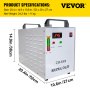 VEVOR Refrigeratore di Acqua Industriale, 0,45 A  Capacità 9 L Acqua Raffreddamento Refrigeratore Industriale Modello per CNC Laser Engraver per Raffreddare l'Unico Tubo Laser in Vetro CO2