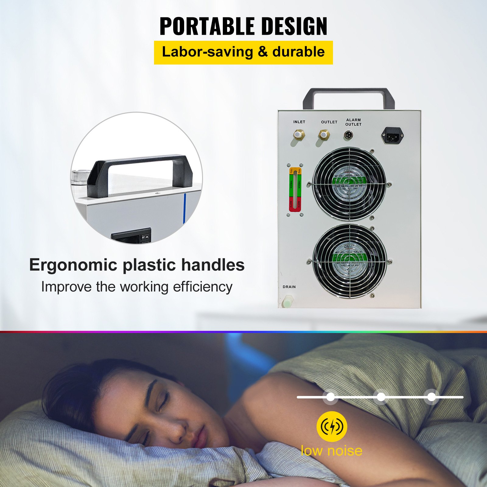 VEVOR Refrigeratore d'Acqua Industriale per il Dispositivo di Raffreddamento del Tubo, 220 V Refrigeratore d'Acqua con Incisore Laser per Raffreddare l'Unico Tubo Laser in Vetro CO2