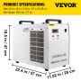 VEVOR Refrigeratore d'Acqua Industriale, DZ5200LS-QX 220 V Refrigeratore Industriale del Dispositivo di Raffreddamento di Acqua per Raffreddare l'Unico Tubo Laser in Vetro CO2 Sotto 130 W / 150 W